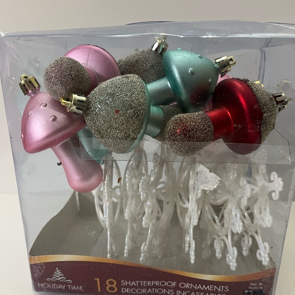 Mushrooms colourful mushrooms, and snowflakes new Ornaments